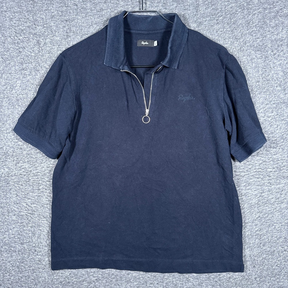 Rapha Zip Polo Shirt Mens Small‎ Dark Blue Short Sleeve Pique Golf Cycling